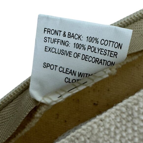 Mud Pie Embroidered Patch Script "Blessed" Decorative Neutral Accent Pillow - Picture 4 of 4